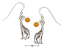 Silver Earrings Sterling Silver Earrings:  Giraffe Dangle Earrings With Yellow Orange Quartz Beads JadeMoghul Inc.