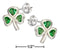 Silver Earrings Sterling Silver Earrings:  Green Glass Shamrock Earrings JadeMoghul Inc.