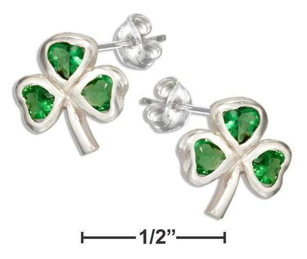 Silver Earrings Sterling Silver Earrings:  Green Glass Shamrock Earrings JadeMoghul Inc.