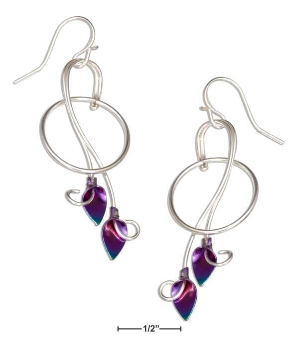 Silver Earrings Sterling Silver Earrings:  Hanging Vine With Rainbow Niobium Leaves Earrings JadeMoghul Inc.