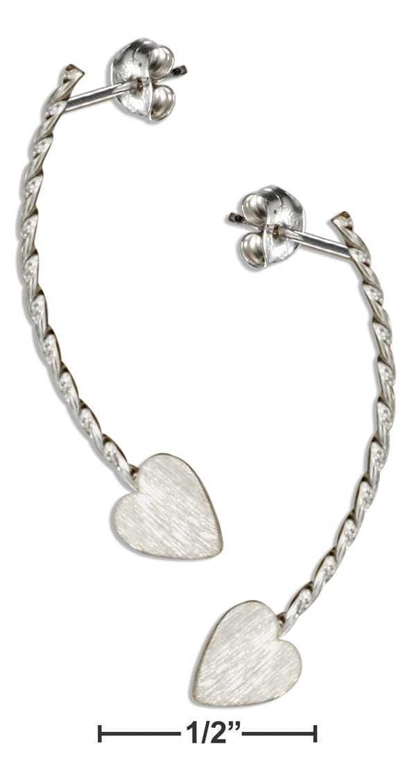 Silver Earrings Sterling Silver Earrings:  Heart Earrings On Curved Bar JadeMoghul Inc.