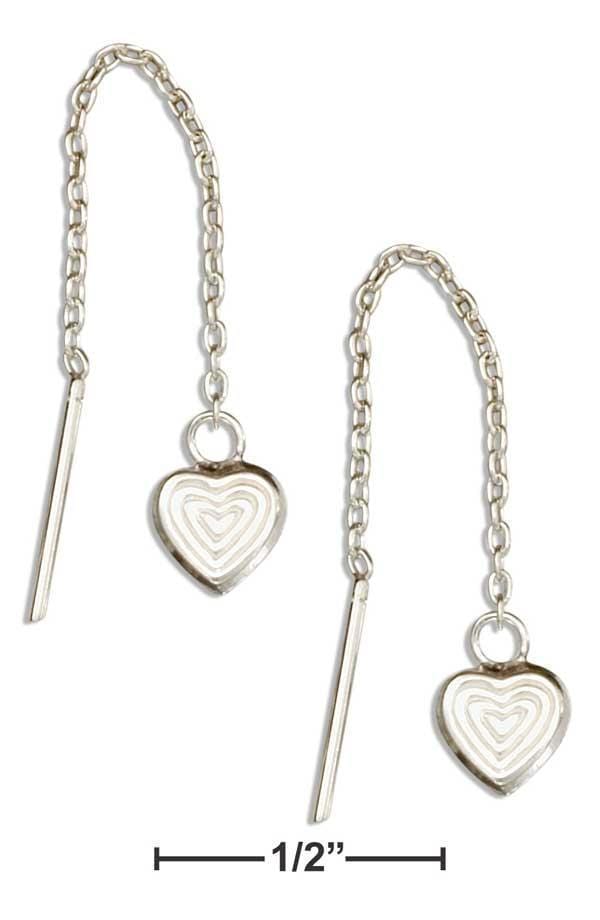 Silver Earrings Sterling Silver Earrings:  Heart Thread Earrings JadeMoghul Inc.