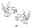 Silver Earrings Sterling Silver Earrings: High Polish And Diamond Cut Hummingbird Post Earrings JadeMoghul