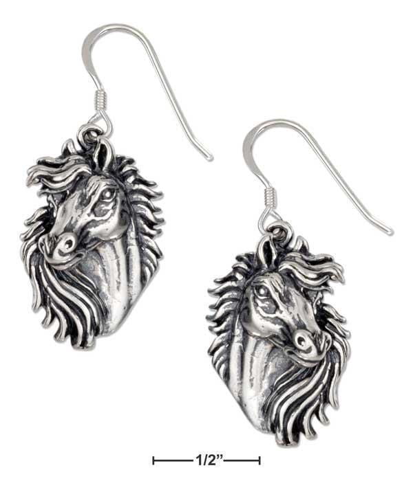 Silver Earrings Sterling Silver Earrings: Horse Head Earrings With Detailed Mane JadeMoghul