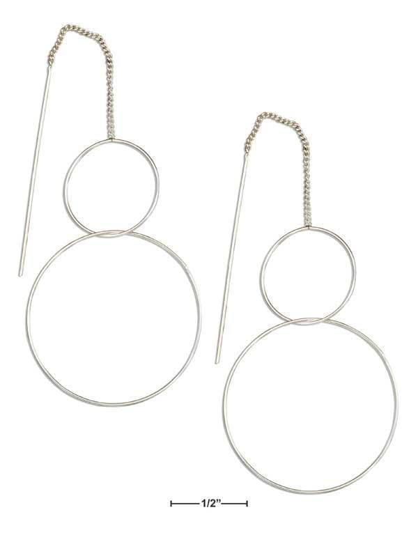 Silver Earrings Sterling Silver Earrings:  Interlocked Large Circles Ear Thread Earrings JadeMoghul Inc.