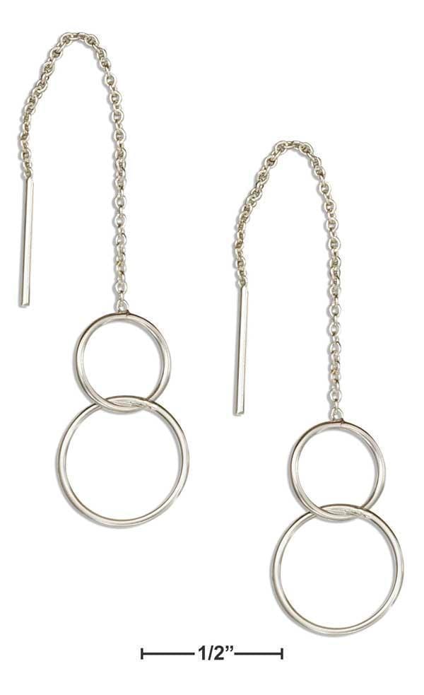 Silver Earrings Sterling Silver Earrings:  Interlocked Small Circles Ear Thread Earrings JadeMoghul Inc.