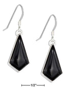 Silver Earrings Sterling Silver Earrings: Kite-shape Simulated Black Onyx Earrings On French Wires JadeMoghul