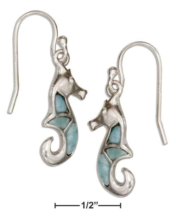 Silver Earrings Sterling Silver Earrings:  Larimar Seahorse Earrings JadeMoghul Inc.