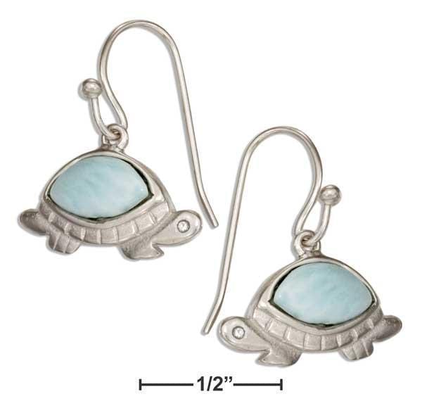 Silver Earrings Sterling Silver Earrings:  Larimar Turtle Earrings JadeMoghul Inc.