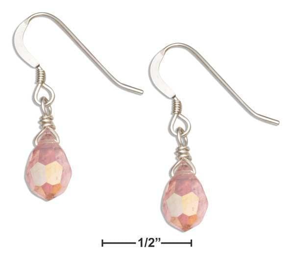 Silver Earrings Sterling Silver Earrings: Light Pink October Birthstone Faceted Pear Crystal Dangle Earrings JadeMoghul Inc.