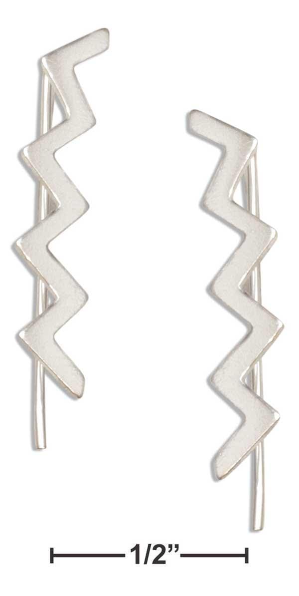 Silver Earrings Sterling Silver Earrings:  Lightning Bolt Zigzag Ear Pin Thread Wire Earrings JadeMoghul Inc.