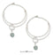 Silver Earrings Sterling Silver Earrings:  Medium Flat Bottom Double Hoop Earrings With Amazonite Bead Dangle JadeMoghul Inc.