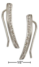 Silver Earrings Sterling Silver Earrings:  Micro Pave Cubic Zirconia Curved Bar Ear Climber Pin Earrings JadeMoghul Inc.