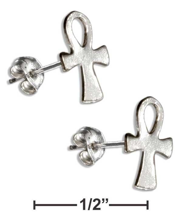 Silver Earrings Sterling Silver Earrings:  Mini Ankh Earrings On Posts JadeMoghul