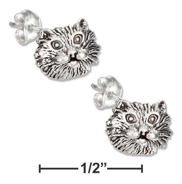 Silver Earrings Sterling Silver Earrings:  Mini Cat Face Earrings On Stainless Steel Posts And Nuts JadeMoghul