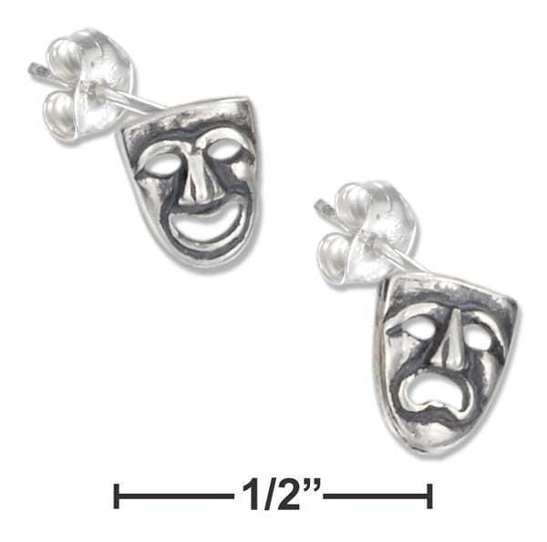 Silver Earrings Sterling Silver Earrings:  Mini Comedy And Tragedy Earrings On Posts JadeMoghul