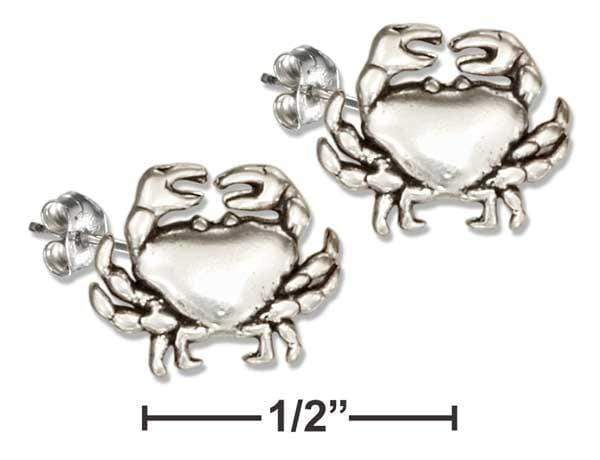 Silver Earrings Sterling Silver Earrings:  Mini Crab Earrings On Stainless Steel Posts And Nuts JadeMoghul Inc.