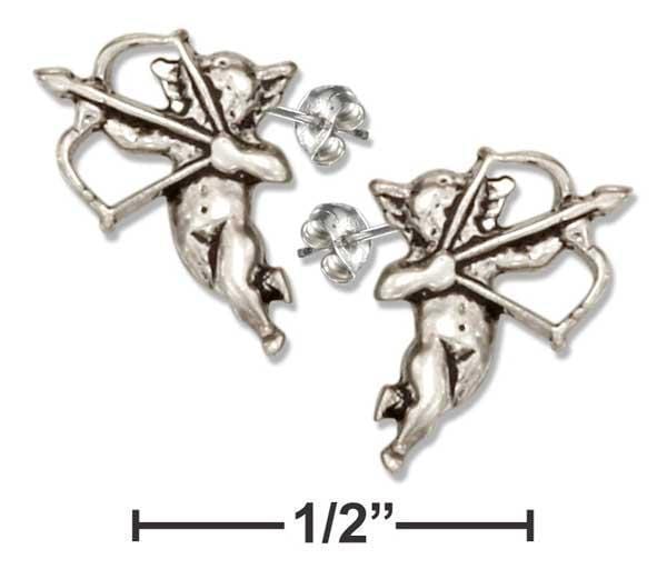 Silver Earrings Sterling Silver Earrings:  Mini Cupid Earrings On Stainless Steel Posts And Nuts JadeMoghul Inc.