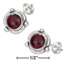 Silver Earrings Sterling Silver Earrings:  Mini Flower Concho Garnet Earrings On Posts JadeMoghul