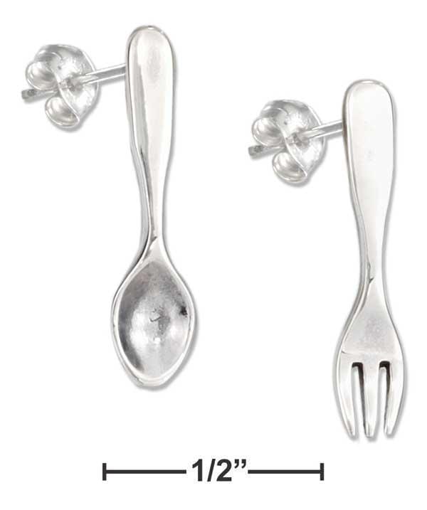 Silver Earrings Sterling Silver Earrings:  Mini Fork And Spoon Earrings On Posts JadeMoghul