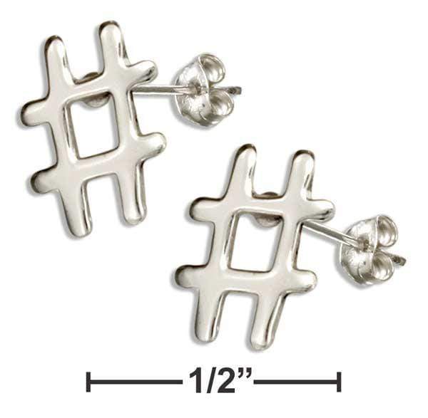 Silver Earrings Sterling Silver Earrings:  Mini Hashtag