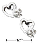 Silver Earrings Sterling Silver Earrings:  Mini Heart Outline Earrings On Posts JadeMoghul