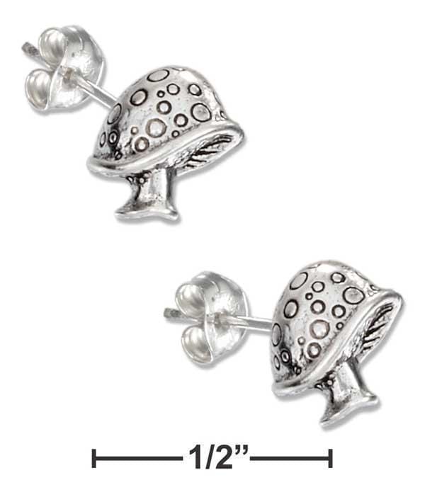 Silver Earrings Sterling Silver Earrings:  Mini Mushroom Earrings On Stainless Steel Posts And Nuts JadeMoghul