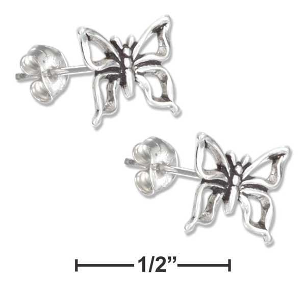 Silver Earrings Sterling Silver Earrings:  Mini Open Butterfly Earrings On Stainless Steel Post-nuts JadeMoghul