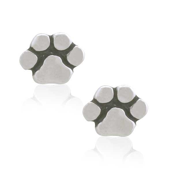 Silver Earrings Sterling Silver Earrings:  Mini Paw Dog Paw Print Post Earrings JadeMoghul Inc.