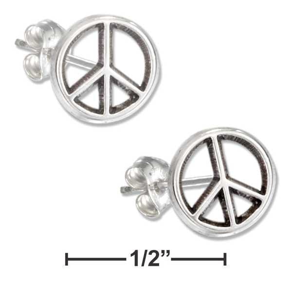 Silver Earrings Sterling Silver Earrings:  Mini Peace Sign Earrings On Stainless Steel Posts And Nuts JadeMoghul