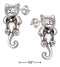 Silver Earrings Sterling Silver Earrings: Moveable Happy Kitty Cat Earrings With Curly Tail JadeMoghul