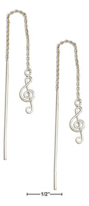 Silver Earrings Sterling Silver Earrings:  Music Treble Clef G-Clef Ear Thread Earrings JadeMoghul Inc.