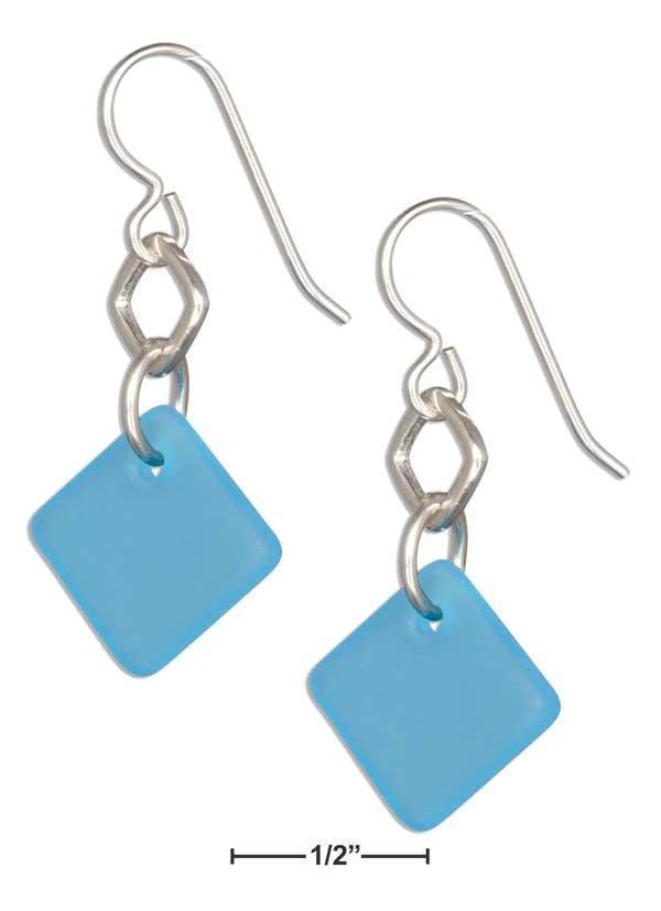 Silver Earrings Sterling Silver Earrings:  Ocean Turquoise Blue Sea Glass Geometric Square Dangle Earrings JadeMoghul Inc.