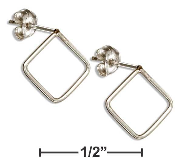Silver Earrings Sterling Silver Earrings:  Open Wire Square Post Earrings JadeMoghul Inc.