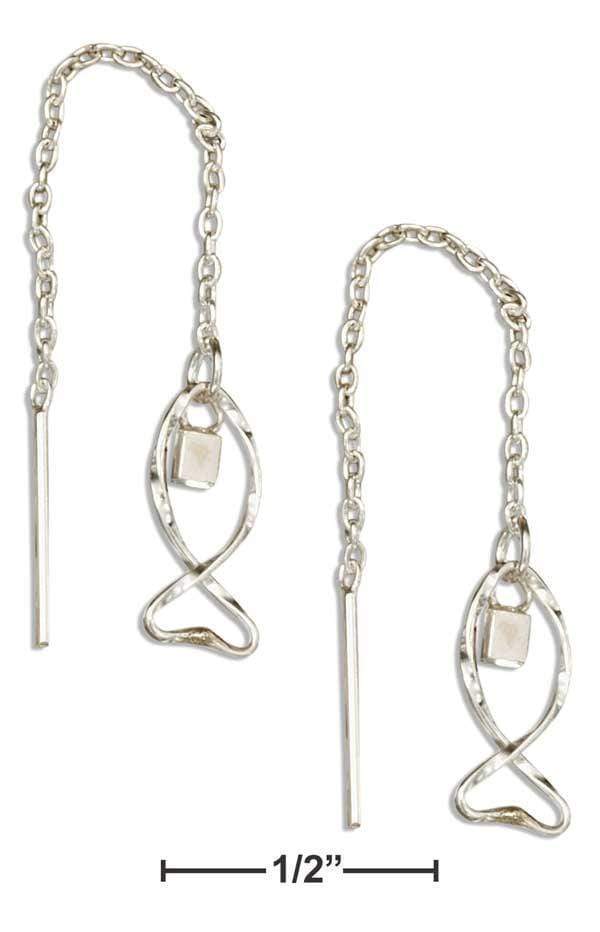 Silver Earrings Sterling Silver Earrings:  Outline Fish Ear Thread Earrings JadeMoghul Inc.