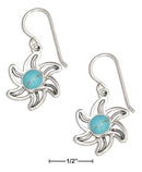 Silver Earrings Sterling Silver Earrings:  Outline Sun Earrings With Simulated Turquoise Stone Center JadeMoghul Inc.