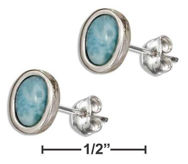 Silver Earrings Sterling Silver Earrings:  Oval Larimar Earrings JadeMoghul Inc.