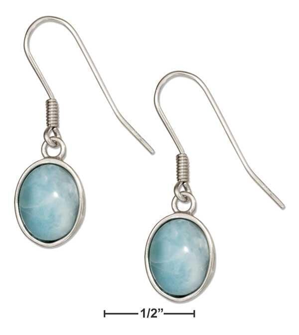 Silver Earrings Sterling Silver Earrings:  Oval Larimar Earrings JadeMoghul Inc.