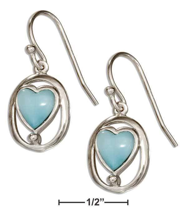 Silver Earrings Sterling Silver Earrings:  Oval With Larimar Heart Earrings JadeMoghul Inc.