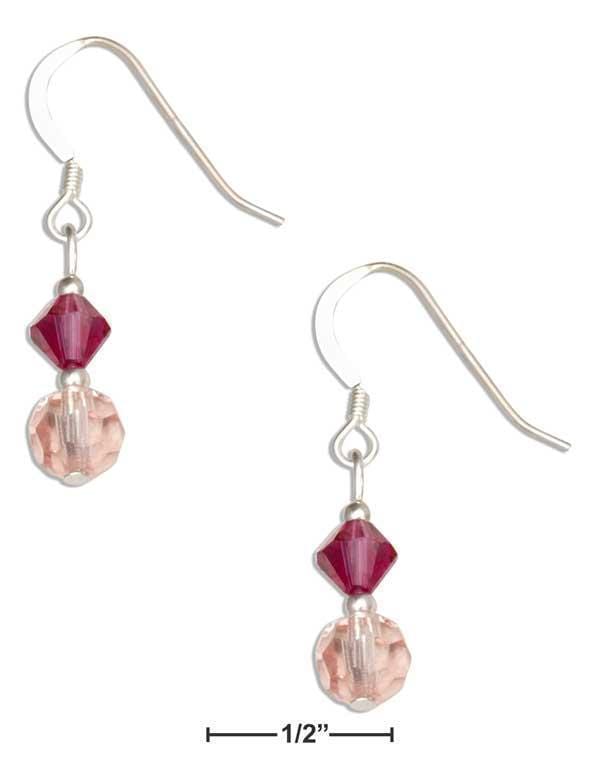 Silver Earrings Sterling Silver Earrings: Pink And Fuchsia Crystal Dangle Earrings JadeMoghul Inc.