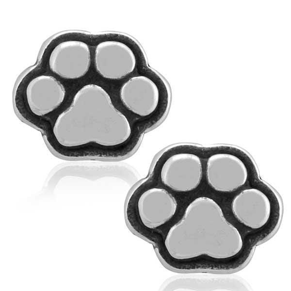 Silver Earrings Sterling Silver Earrings:  Pint Sized Paws Petite Dog Paw Print Post Earrings JadeMoghul Inc.