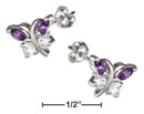 Silver Earrings Sterling Silver Earrings: Purple & Clear Cubic Zirconia Butterfly Post Earrings JadeMoghul