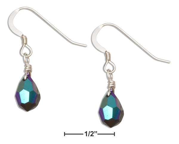 Silver Earrings Sterling Silver Earrings:  Purple Iridescent June Birthstone Facet Pear Crystal Dangle Earring JadeMoghul Inc.