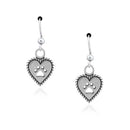 Silver Earrings Sterling Silver Earrings:  Roped Into Your Love Dog Paw Print Heart Dangle Earrings JadeMoghul Inc.