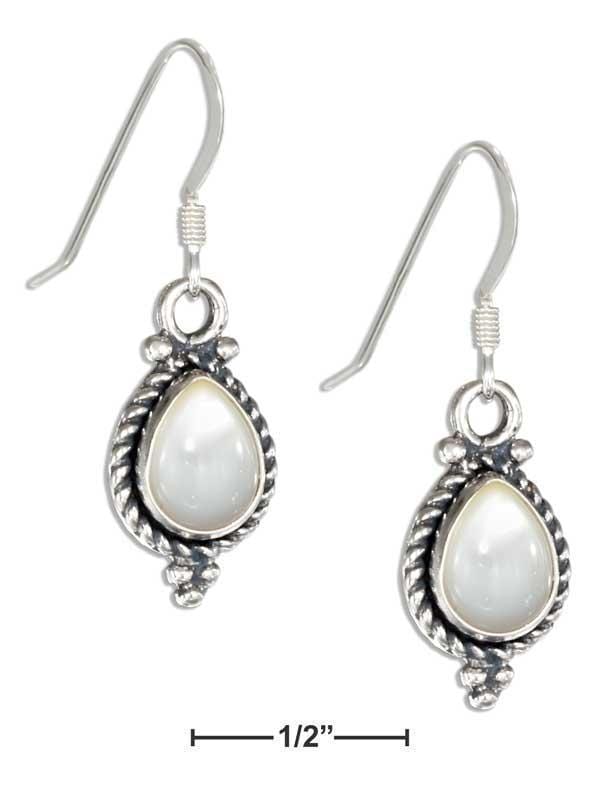 Silver Earrings Sterling Silver Earrings: Roped Teardrop Mother Of Pearl Earrings On French Wires JadeMoghul