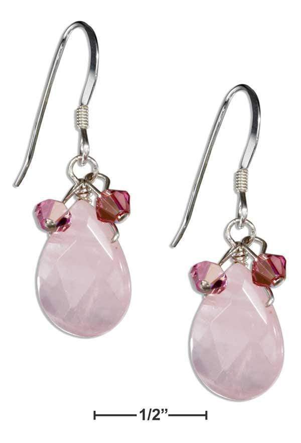 Silver Earrings Sterling Silver Earrings: Rose Quartz Teardrop Earrings With Pink Austrian Crystals JadeMoghul