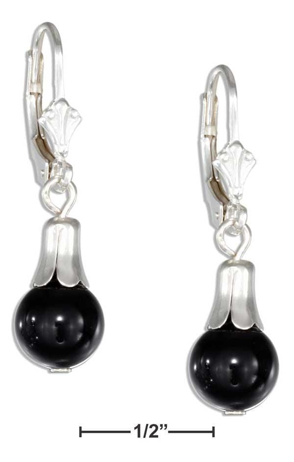 Silver Earrings Sterling Silver Earrings: Round Black Onyx Drop Earrings On Lever Backs JadeMoghul