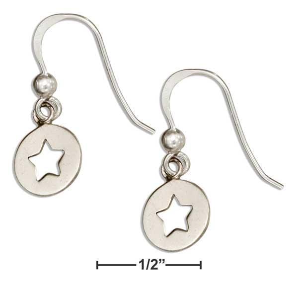 Silver Earrings Sterling Silver Earrings:  Round Dangle Earrings With Star Cutout JadeMoghul Inc.