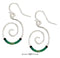 Silver Earrings Sterling Silver Earrings:  Round Spiral Dangle Earrings With Green Glass Seed Beads JadeMoghul Inc.