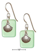 Silver Earrings Sterling Silver Earrings:  Seafoam Green Sea Glass Scallop Seashell Dangle Earrings JadeMoghul Inc.